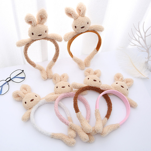 Korean-style cute cartoon 3D milk bottle bear headband for girls, Korean-style face washing hair tie, adorable love bear ear headband