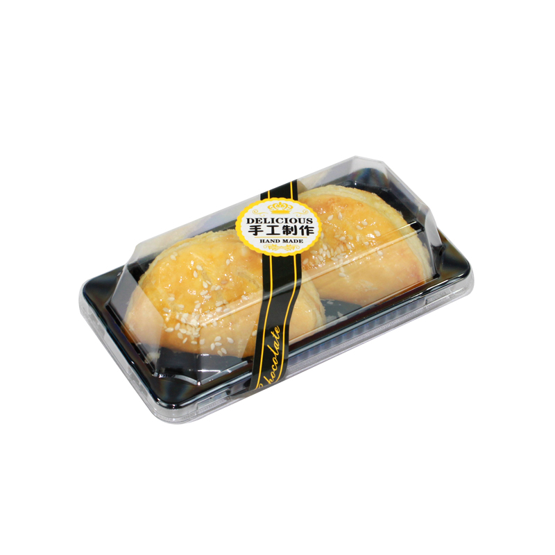 Caja de embalaje de 2 / 5 cápsulas de tortilla de durian transparente rectangular trapezoidal succionada horneado West Point desechable 609 caja de embalaje