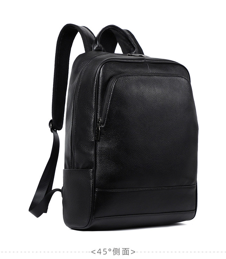Ba lô nam da bò lớp đầu tiên đơn giản, túi đựng laptop đi học đi làm du lịch 42×32×12 cm — Màu đen chi tiết 14