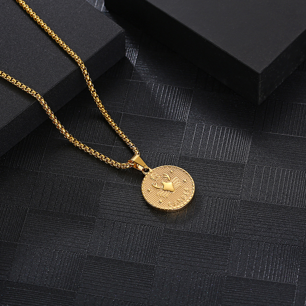 Fashion Constellation Titanium Steel Pendant Necklace Gold Plated Stainless Steel Necklaces
