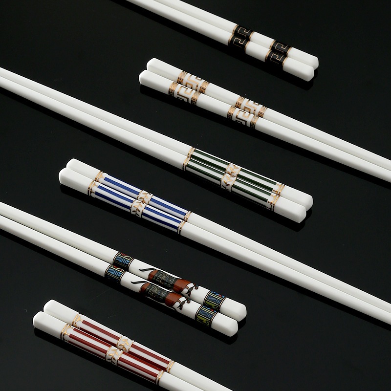 陶瓷筷子家用防滑防霉耐高温卫生抗菌骨瓷精品易清洗酒店个性轻奢