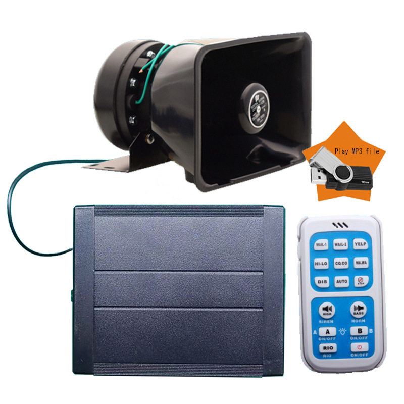 Car-mounted alarm MP3 loudspeaker 12V24V high-pitched remote control siren AS920BH-MP3+100C speaker