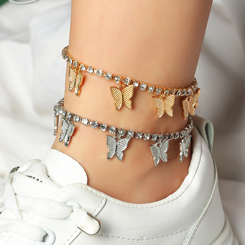 Fashion Diamond Butterfly Anklet Wholesale display picture 1