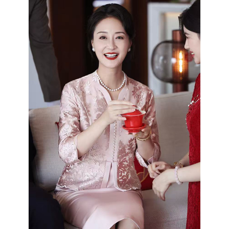Xxnz6621 Mother-In-Law's Wedding Banquet Pink Dress 2026 Spring and Summer New Style Young Mother Elegant Dress