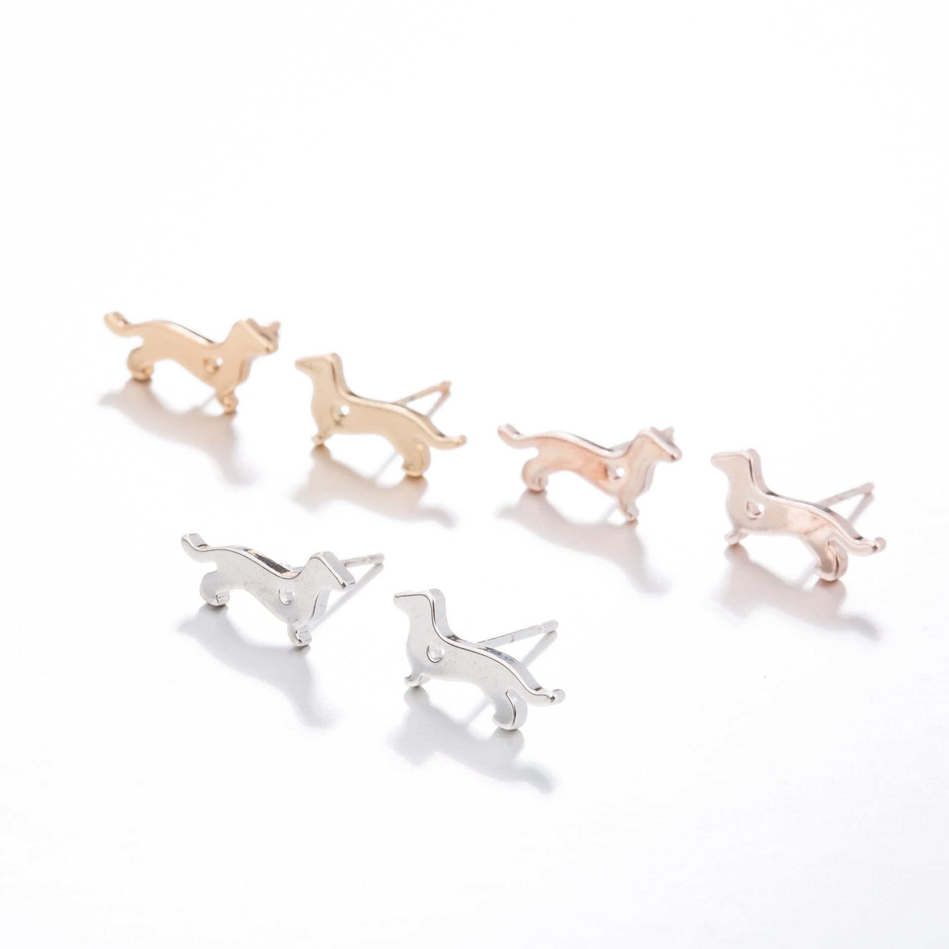 Fashion Dog Stainless Steel Earrings Ear Studs Plating No Inlaid Stainless Steel Earrings
