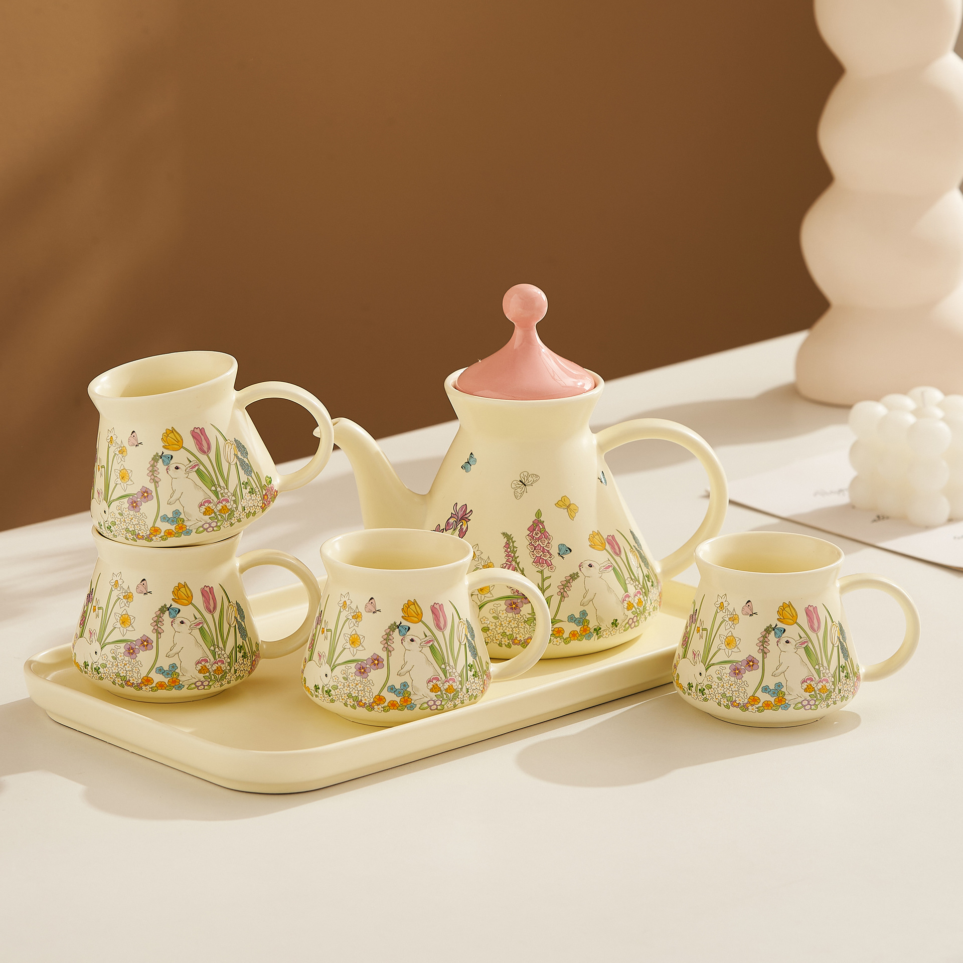 Juego de té ins, caja de regalo, empaque, estilo pastoral, lindo juego de tazas y platillos para el hogar, regalo de recuerdo de alto valor para niña