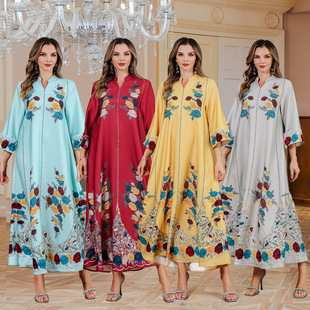 Spot Export Muslim Women's Robe Middle Eastern Clothing Dubai Turkish Abaya Women's Printed Dress