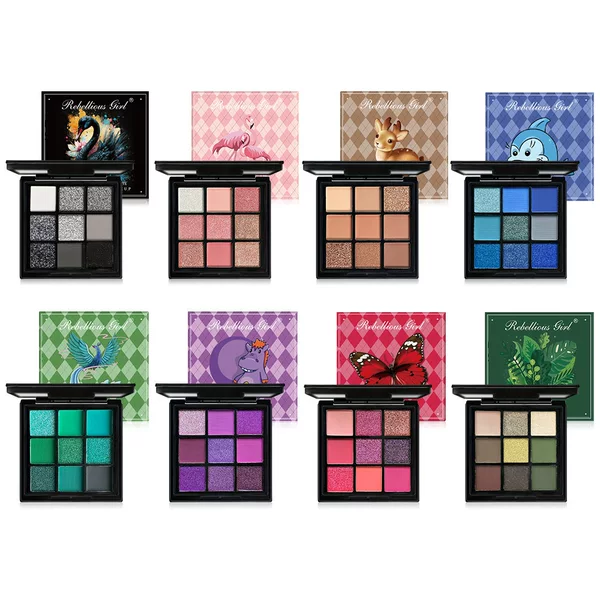 Cross-Border Exclusive Supply of 9-Pan Eyeshadow Palette with Pearlescent Matte Earth Tones, Smokey Dark Color Eyeshadow, and High-Pigment European and American Eyeshadow