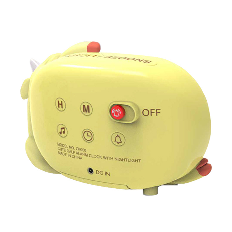 新款牛太郎睡姿座钟儿童卡通萌宠多功能夜灯闹钟卧室起床贪睡闹钟