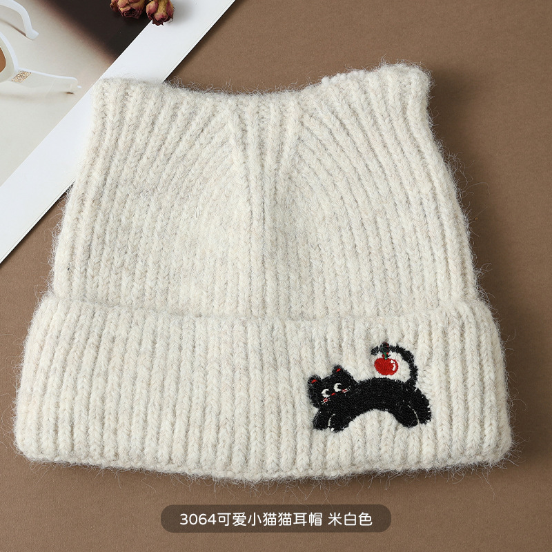 冬季帽子可爱猫耳朵韩版针织帽女显脸小女生保暖针织毛线帽批发|undefined