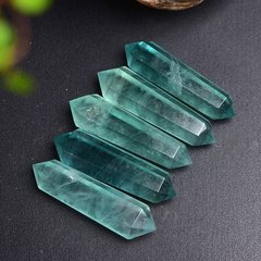 天然水晶緑蛍石双尖柱六稜水晶柱原石磨き工芸品置物家庭装飾卸売り