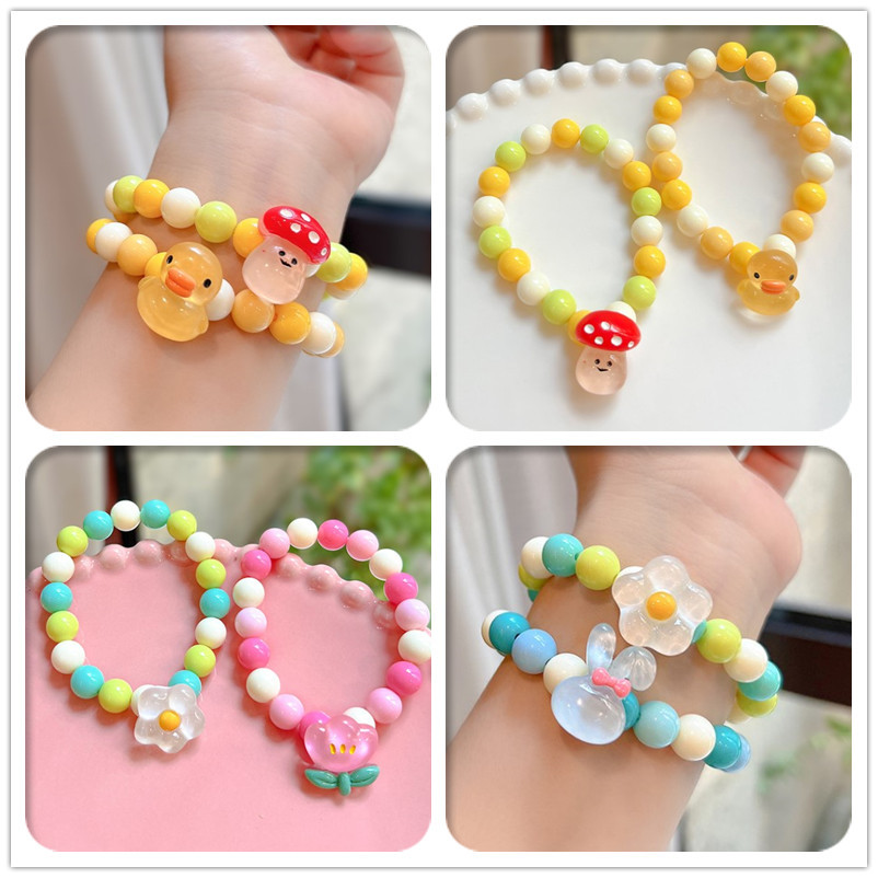 Children's bracelet bracelet little girl duckling mushroom cartoon beaded bracelet kindergarten children gift wholesale