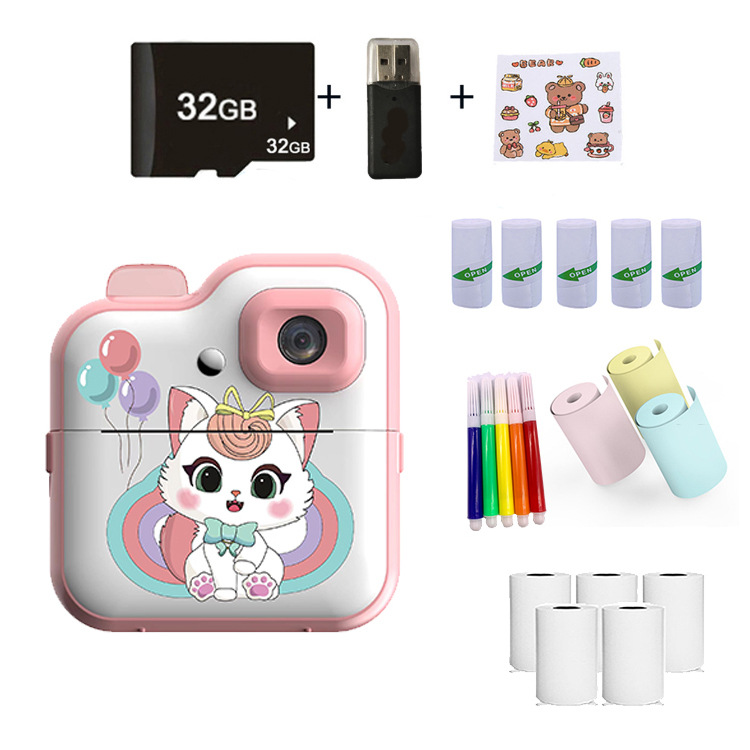 Nuevo cross-border Q5 arco iris gato fotocamera digital infantil adorable mini HD cámara de impresión térmica