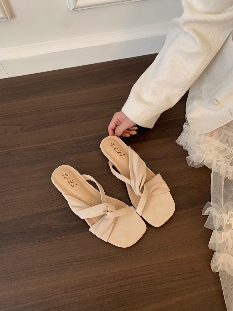 Sandalias y zapatillas de cuña de primavera y verano, sandalias de punta abierta, zapatos de mujer, zapatos de playa de verano, sandalias francesas, tacones altos