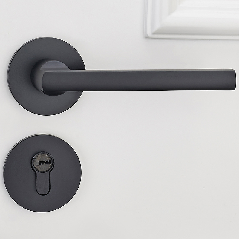 Split hogar negro cerradura de la puerta estilo europeo interior mudo manija puerta conjunto dormitorio madera maciza cerradura de la puerta Universal