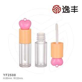 可爱圆柱爱心顶盖唇彩管唇釉瓶唇蜜管唇妆包材逸丰工厂批发可定制