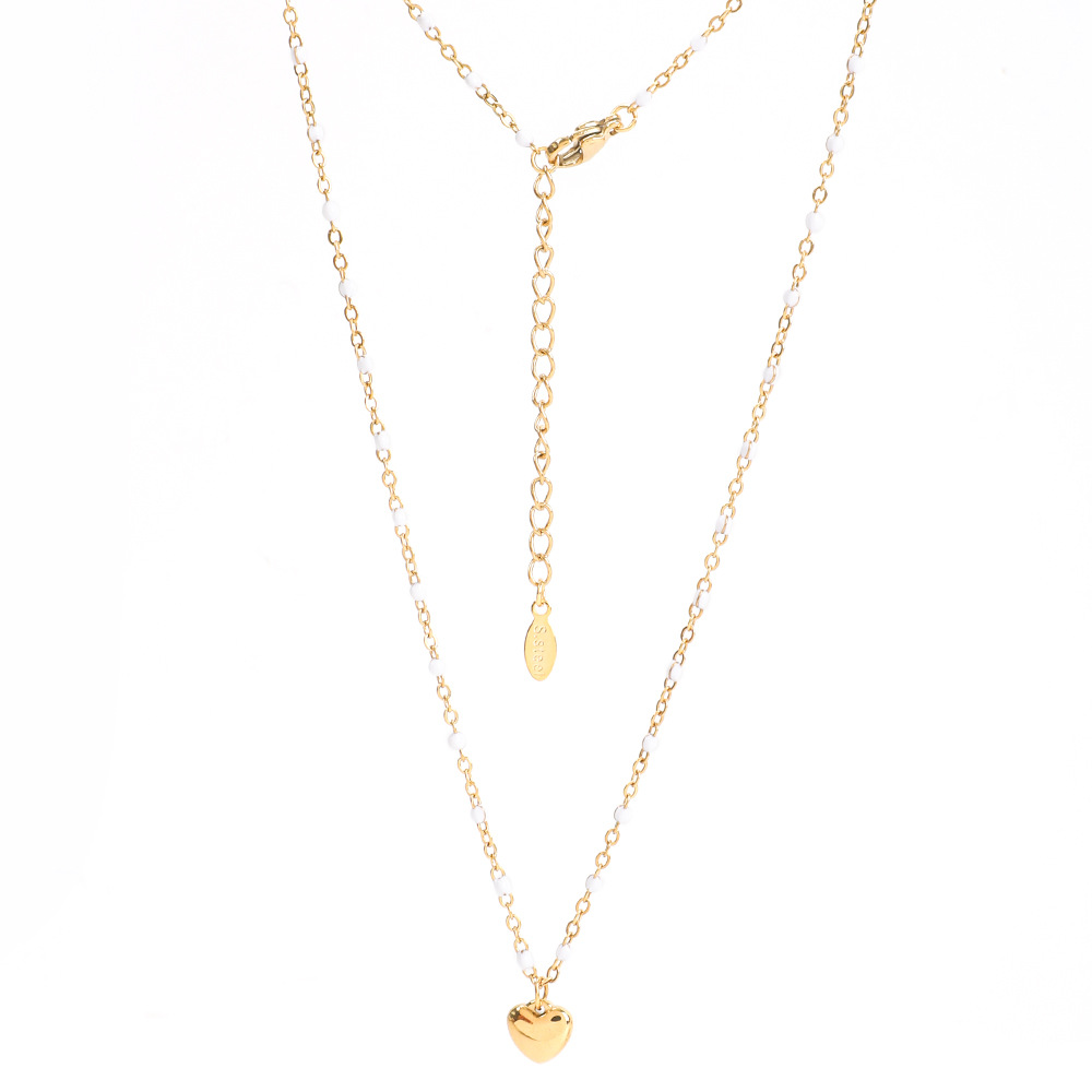 6g Weight Pendant Necklace Classification 1 Piece Quantity Daily, Street Occasion Stainless Steel, Titanium Steel Material Heart Shape Pattern Women's Gender Enamel, Plating Design Simple Style Style Simple Style Heart Shape Stainless Steel Titanium Steel Enamel Plating Pendant Necklace 9
