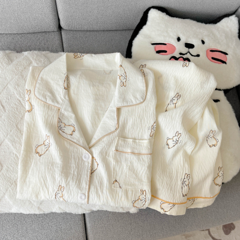 云朵棉秋季新款睡衣女长袖翻领卡通甜美可爱高级网红风家居服套装|undefined