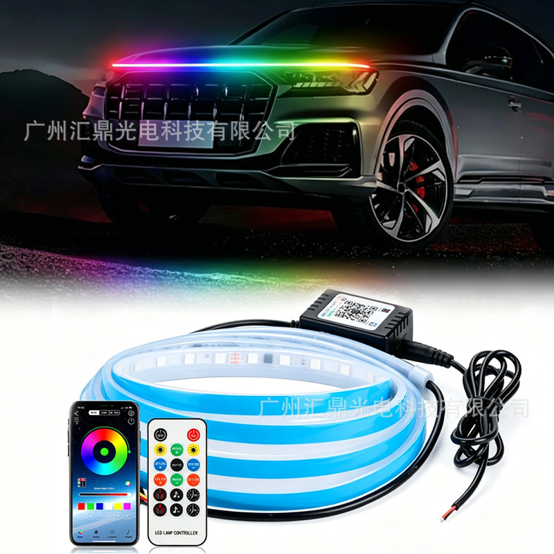 Bluetooth App Controlled Car Led Daytime Running Light Strip 180cm Flexible Colorful Light Strip Car Hood Ambient Light Bluetooth App Controlled Car Led Daytime Running Light Strip 180cm Flexible Colorful Light Strip Car Hood Ambient Light