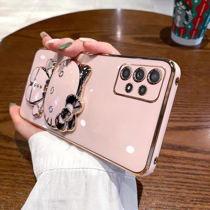 For Samsung A36 Phone Case Electroplated Cat Bracket Makeup Mirror GalaxyA73 Silicone Soft Case Protective Cover For Samsung A36 Phone Case Electroplated Cat Bracket Makeup Mirror GalaxyA73 Silicone Soft Case Protective Cover