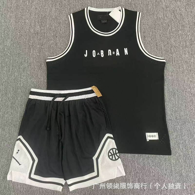 新款飞人运动篮球背心加短裤速干透气宽松日常休闲跑步运动背心|undefined