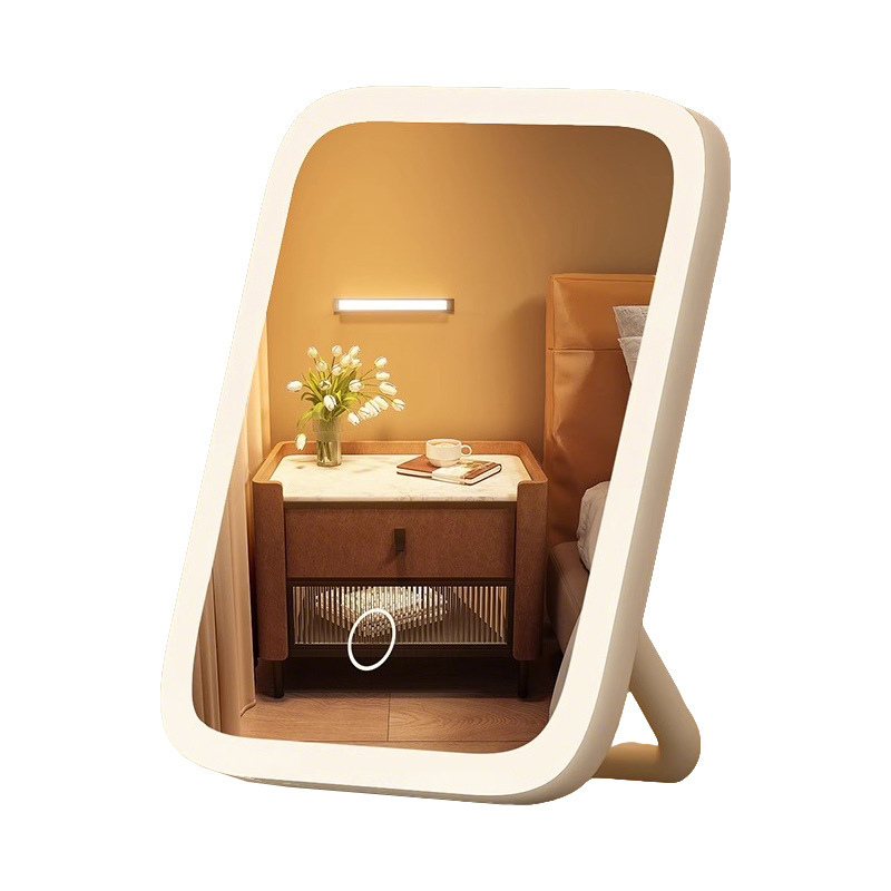 LED con lámpara梳妆台 espejo de maquillaje de brillo 2025 nuevo inwind dormitorio espejo plegable de escritorio