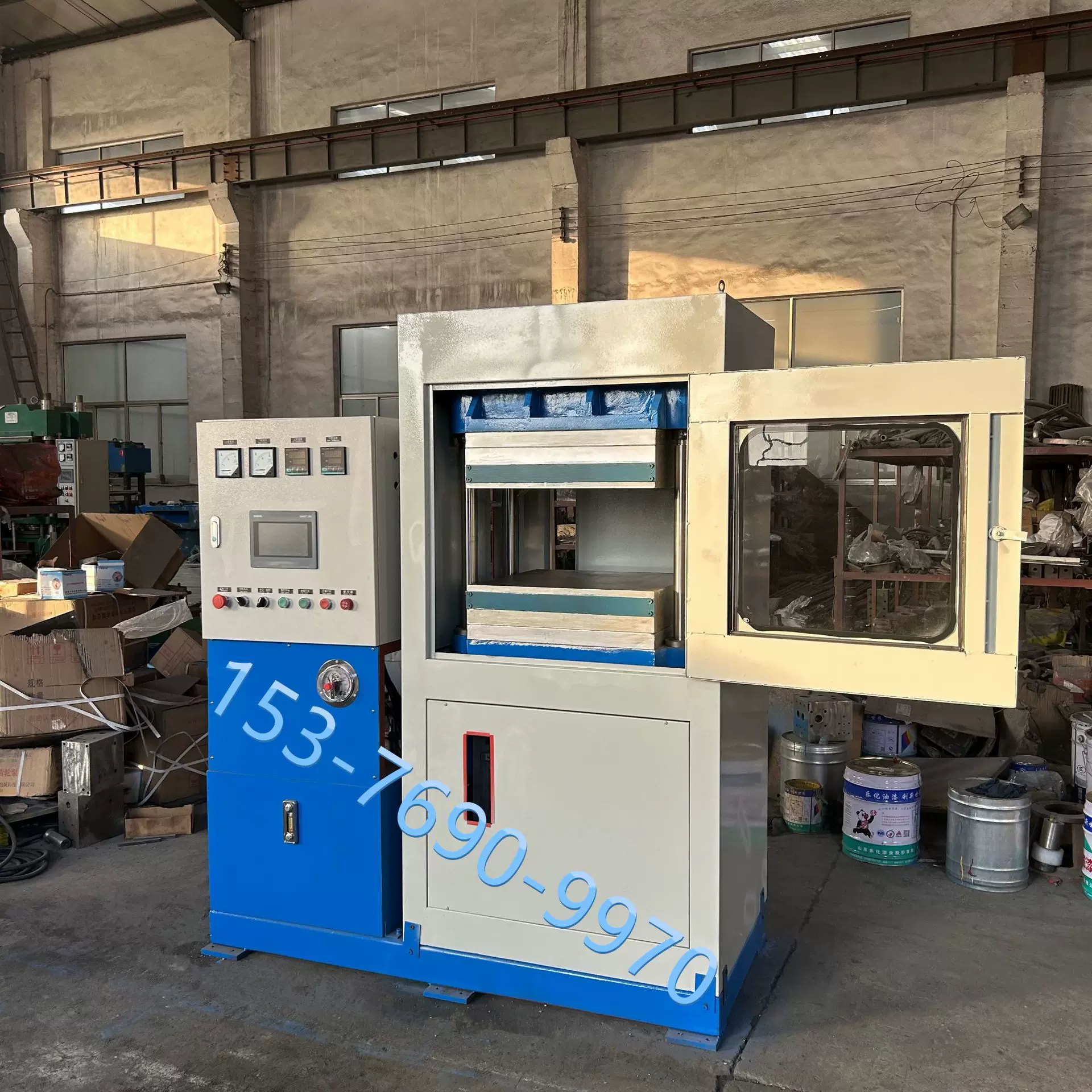 四柱式制片机 同层电加热350°通水冷却硫化机 分段曲线升温款