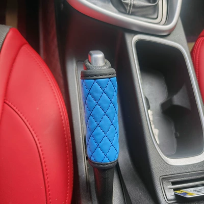 Set Universal Car Gear Shift | Sürətlər qutusu və əl tormozu başlıqları - black-and-blue-handbrake-cover