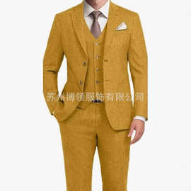 新款男士西装男士套装修身休闲结婚新郎礼服西服三件套男士西服