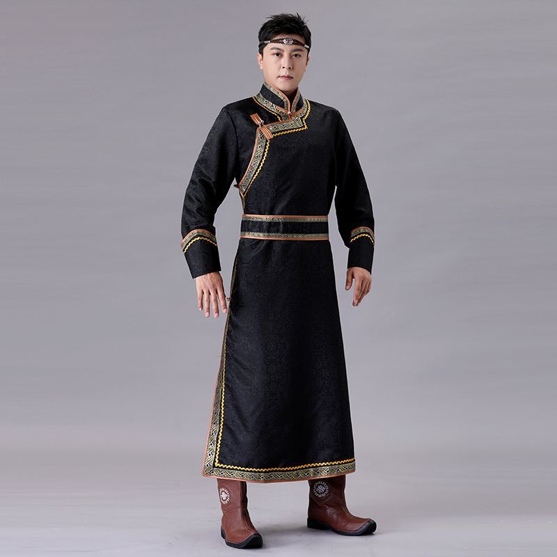 Northern China Wolf's New Mongolian Ethnic Clothing for Men, Traditional Mongolian Robe, Long Robe for Stage Performances and Dance
