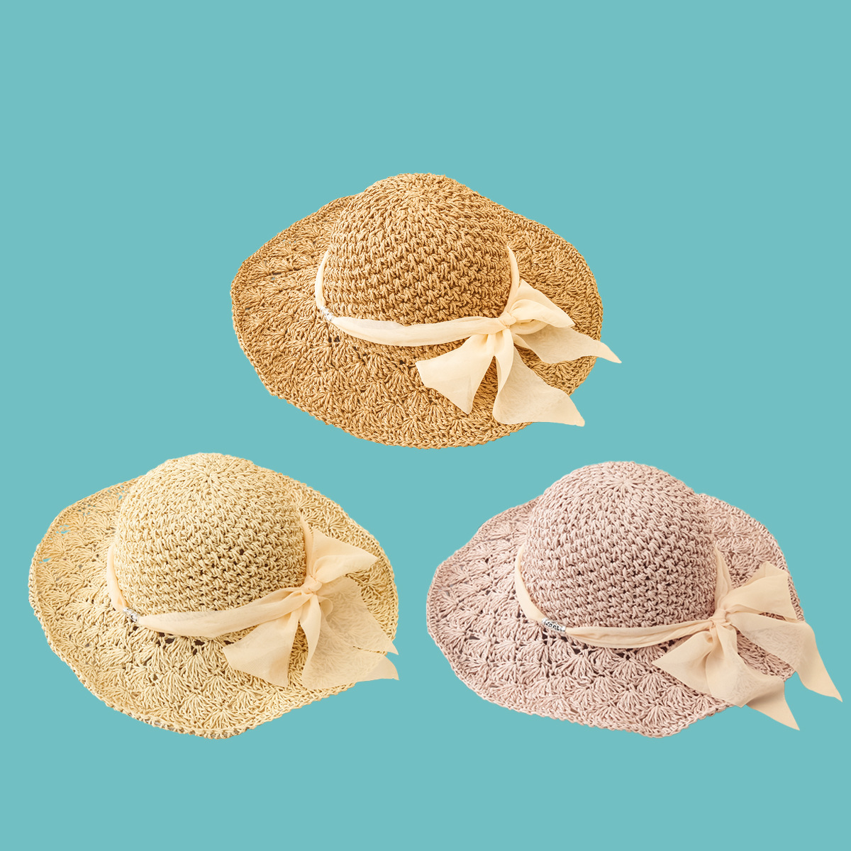 Korean Sunscreen Wide-brimmed Dome Straw Hat display picture 13