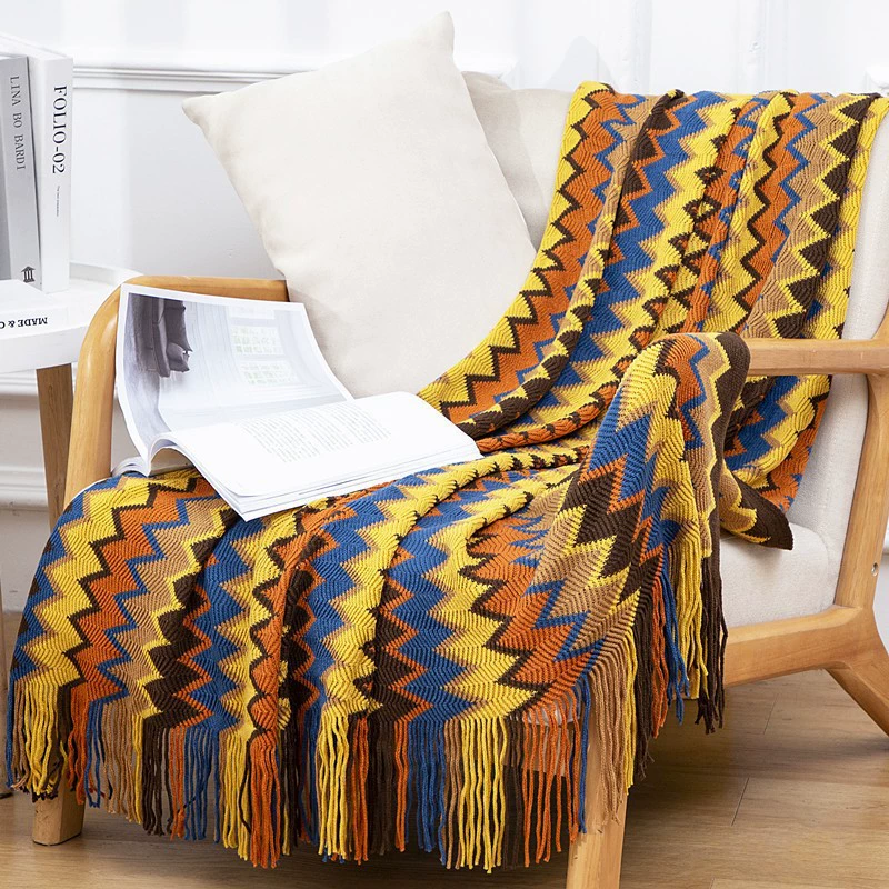 Duvet for sleep, knitted sofa, boho style