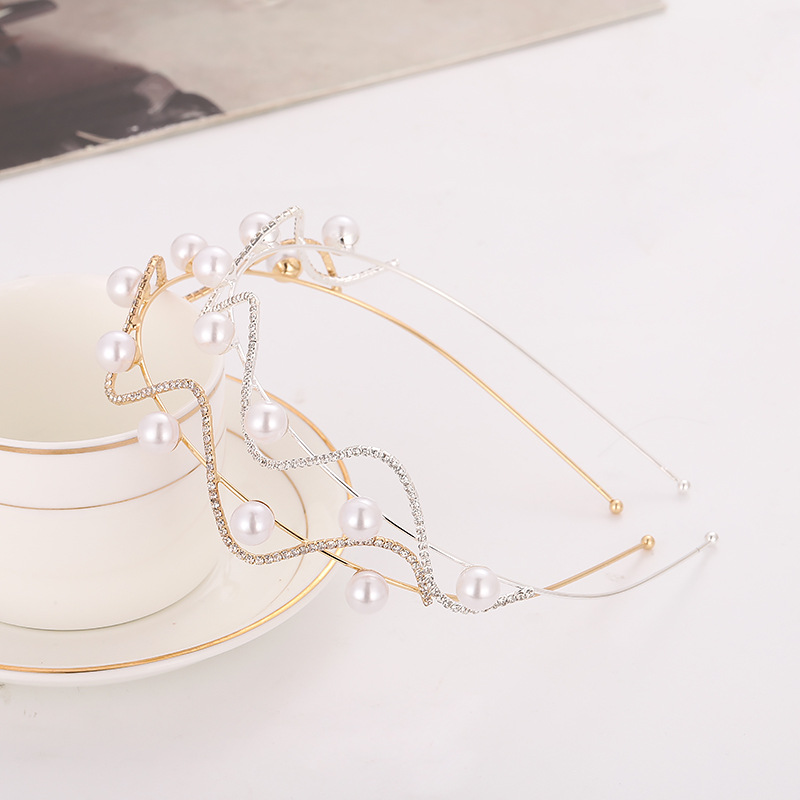 Perla horquilla diadema onda de alto grado rhinestone estilo coreano simple adulto exquisita diadema accesorios para el cabello horquilla de hadas