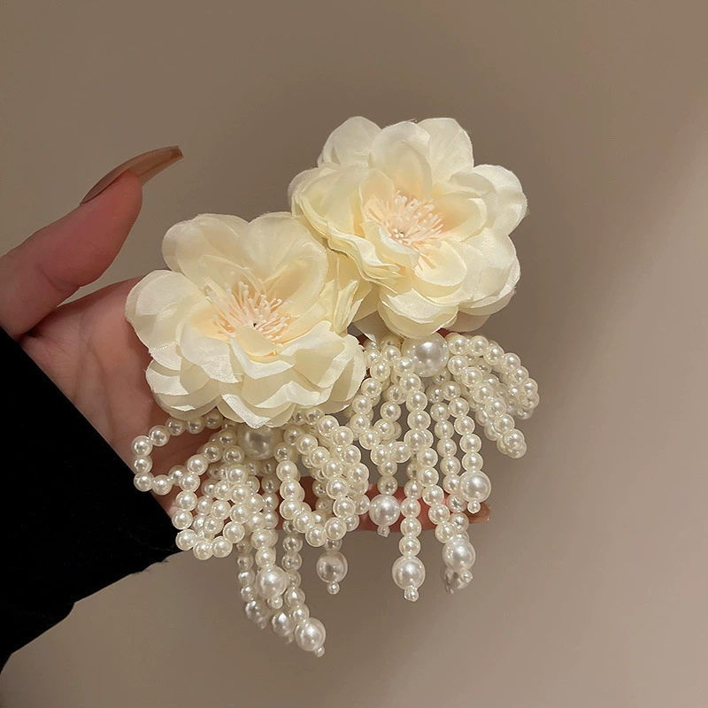 Серебряная игла, белый цирконий, модные милые серьги из жемчуга, цветок, французский стиль