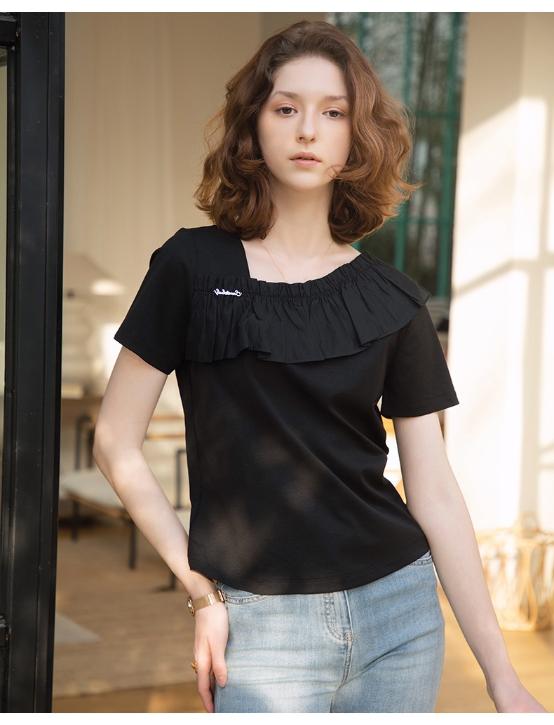 GraceChic GraceChic European Fashion Patchwork Ruffled Lace Top For Women 2025 Summer New Stylish White Versatile Youthful Blouse_voghion.com