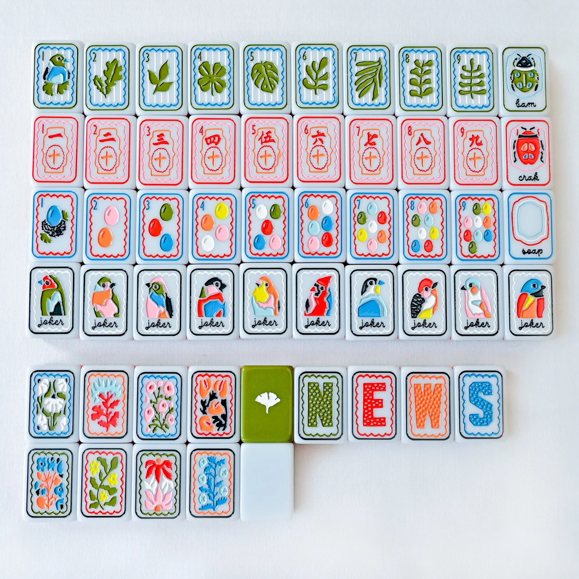 (in Stock) Grace Mahjong Tiles Themed American-Style Mahjong Tiles, 4-Layer, 160 Pieces, Luxurious Acrylic Tiles, Eco-Friendly and Durable