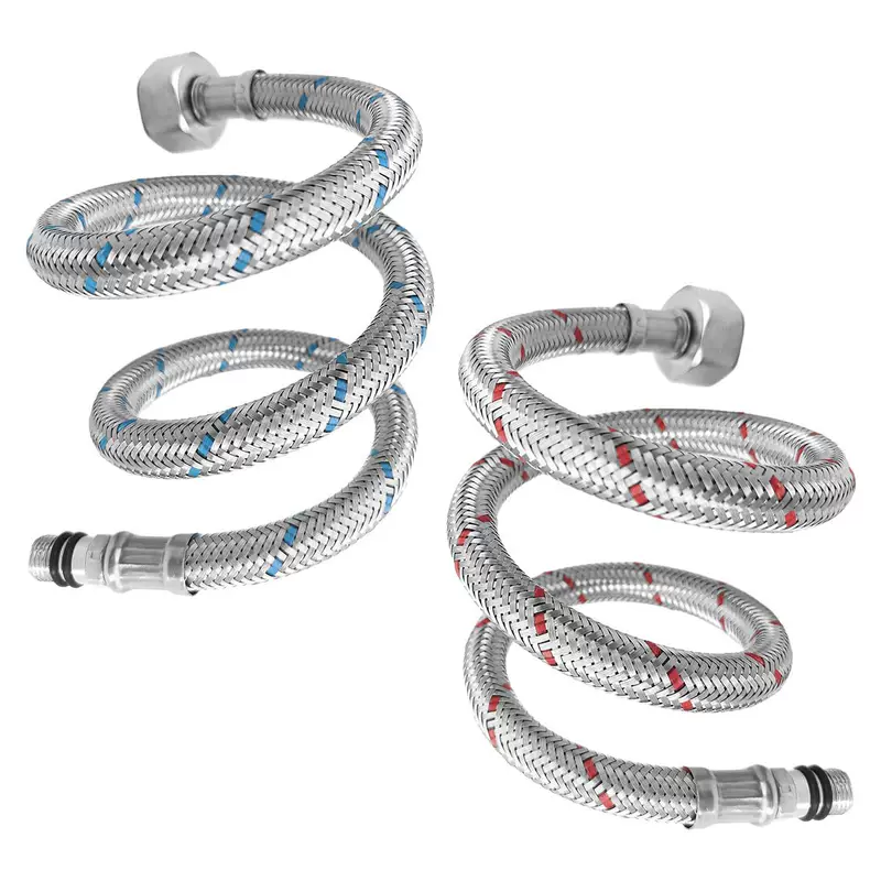 304 stainless steel woven single -headed hot and cold water pipe kitchen pumping vegetable basin hot and cold faucet 4 points into water hose