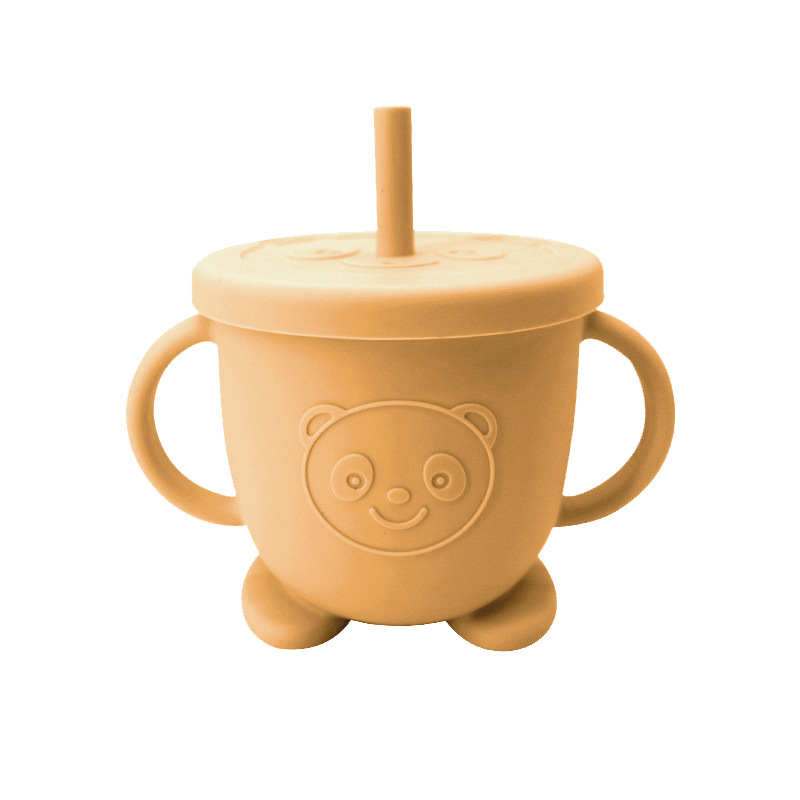 Taza de beber para niños taza de agua dos en uno de doble tapa taza de merienda de silicona entrenamiento para bebés agua potable taza de paja para niños bebé