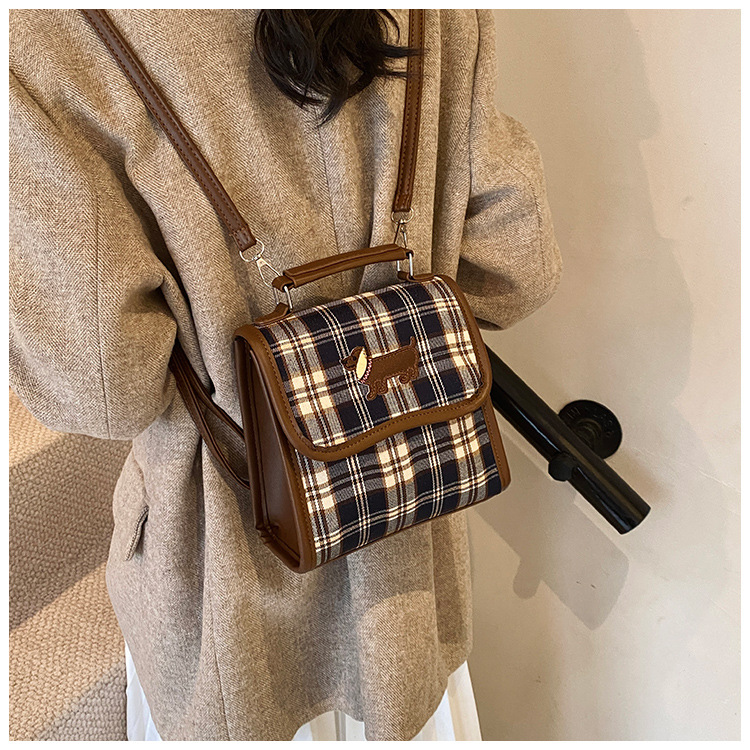 College-style backpack for women 2024 autumn new Dachshund student handbag, retro commuter crossbody bag undefined