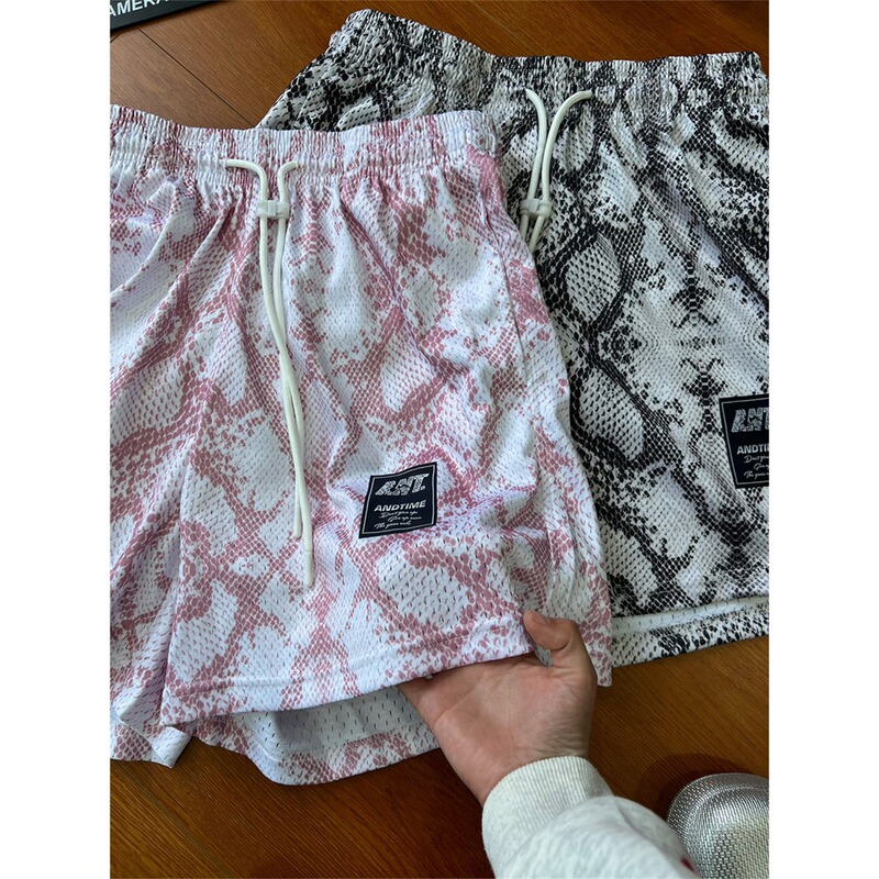 American-Style Python Pattern 2026 New Men's Summer Mesh Breathable Sweat-Wicking Sports Training Loose Shorts for Men and Women