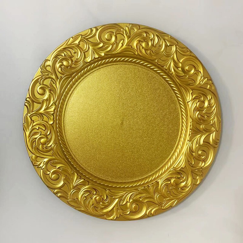 Foreign Trade Factory Transparent Wedding Hotel Party Spray-Painted Decorative Plastic Fruit Plate Gold Glittering Plastic Plate Round Shape Foreign Trade Factory Transparent Wedding Hotel Party Spray-Painted Decorative Plastic Fruit Plate Gold Glittering Plastic Plate Round Shape