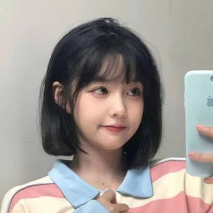 Fake Hair Female Short Straight Hair Student Sweet Bobo Head Fluffy Natural Air Bangs Cute Wig