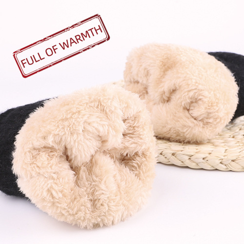New men's double-layer thickened knitted wool gloves, winter warm plus velvet cycling and cold-proof touch screen gloves