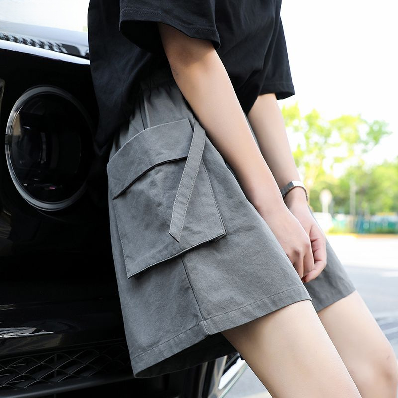 Workwear Shorts for Women, Japanese Style, Unisex, Summer New Straight-Leg Five-Point Pants, Loose Wide-Leg Sports Casual Pants, Trendy Ins