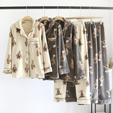 珊瑚绒情侣睡衣冬季女款加厚大码法兰绒男士秋冬款卡通家居服套装