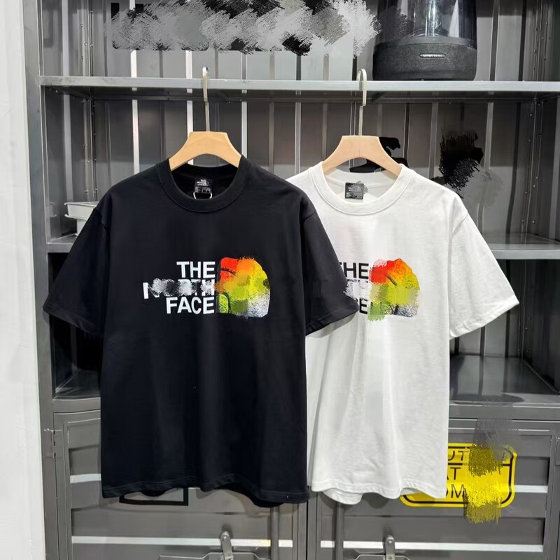 Overseas trade, colorful printed back design, North Face style, casual loose-fit T-shirt for summer Overseas trade, colorful printed back design, North Face style, casual loose-fit T-shirt for summer