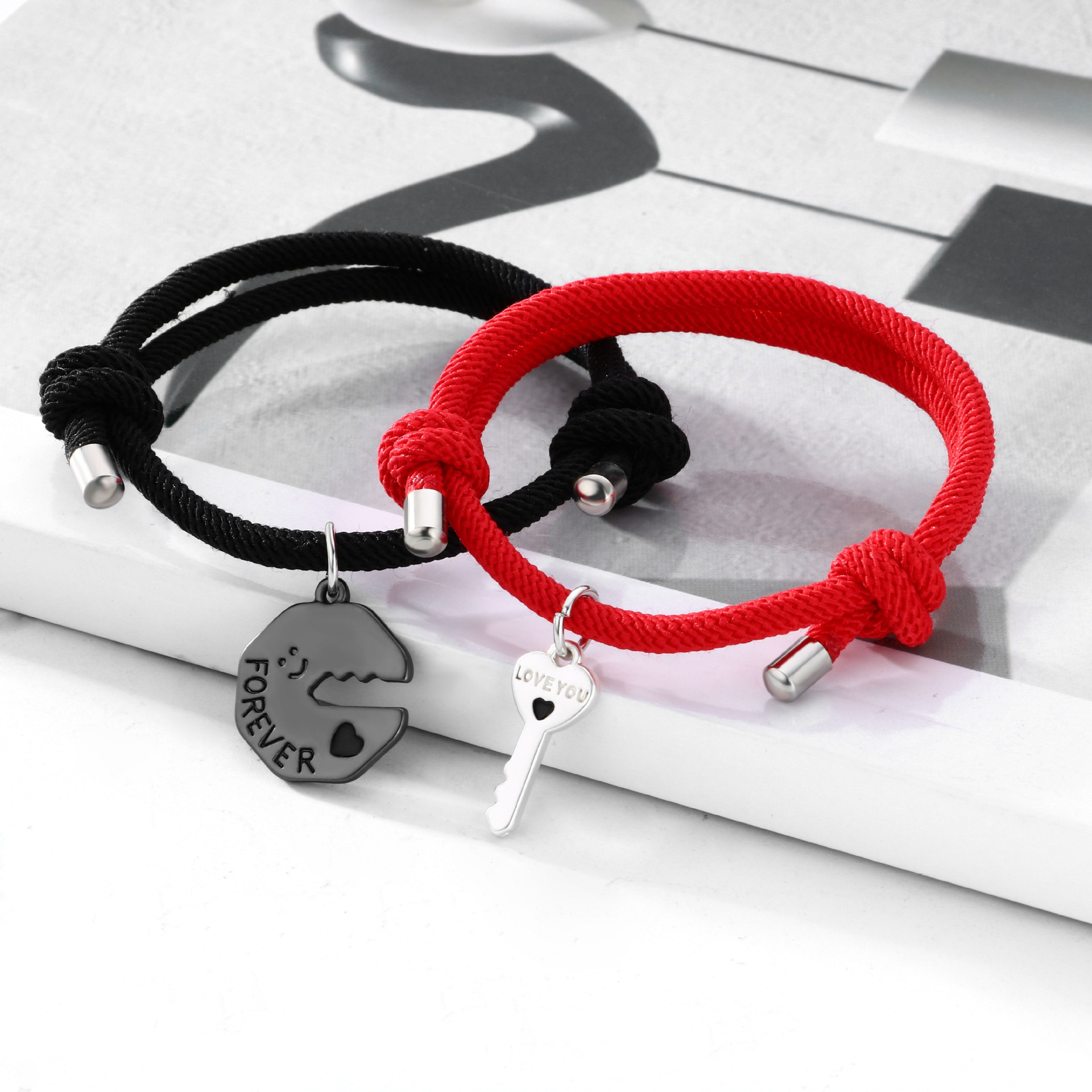 Casual Simple Style Streetwear Key Alloy Plating Valentine's Day Couple Bracelets display picture 6