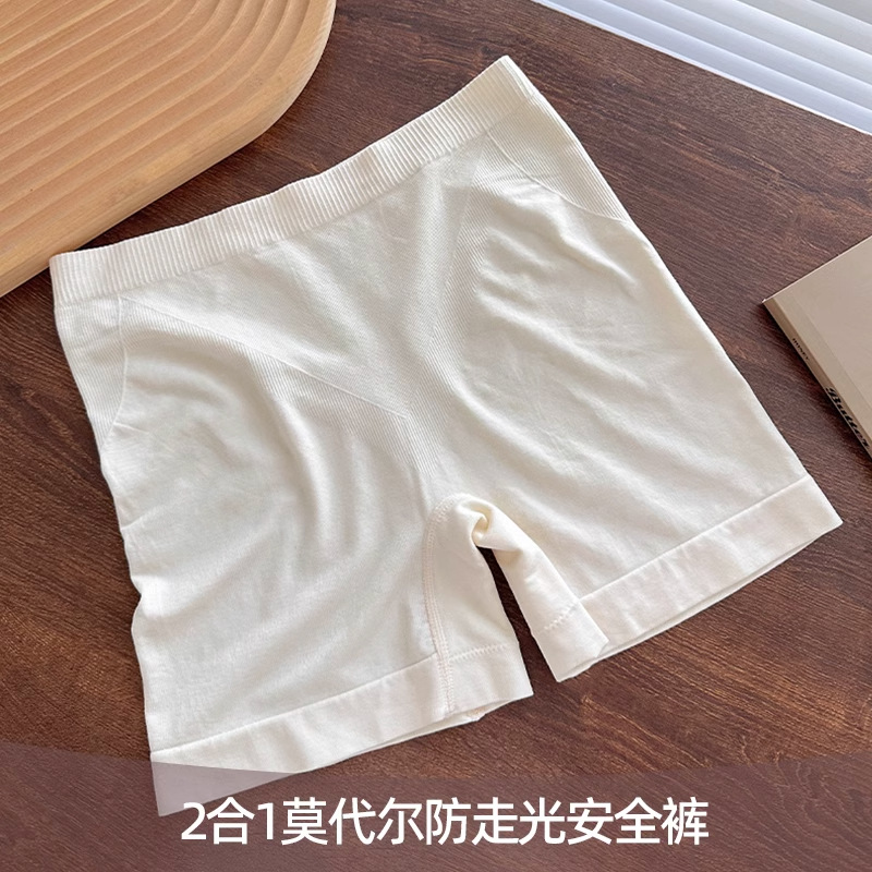 Pantalones de seguridad anti-desplazamiento femenino verano modal dos en uno sin rizos leggings sin costuras para grupo femenino 2025 nuevo