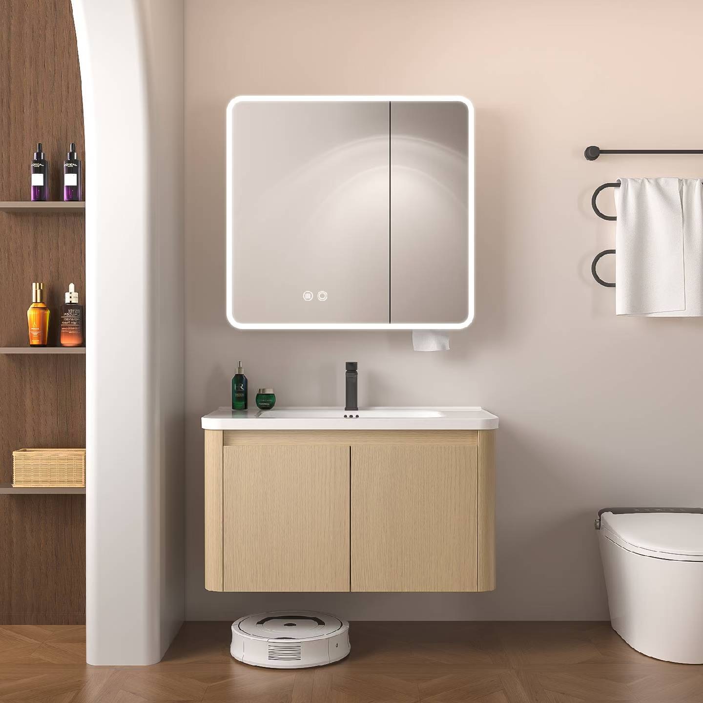 Modern Minimalist Rock Board Bathroom Cabinet Combination Modern Minimalist Small Apartment Bathroom Washbasin Cabinet