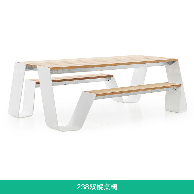 Conjunto de mesa y silla al aire libre de una pieza comedor café titular de la tarjeta pública Parque al aire libre de acero inoxidable ocio combinación muebles image 11